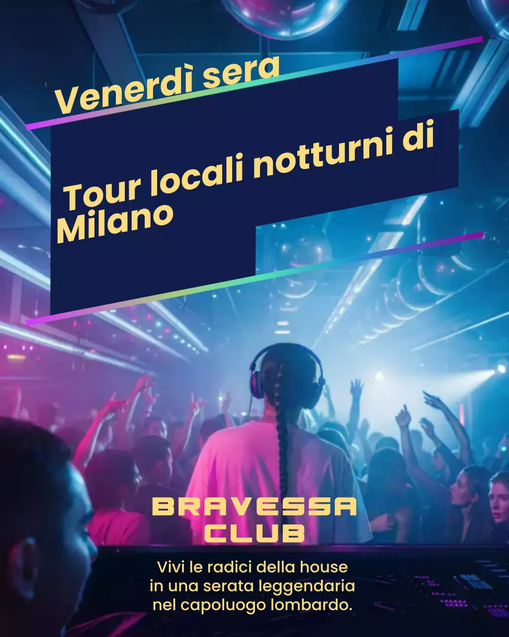 Post Instagram dell'evento musicale Neon Trendy