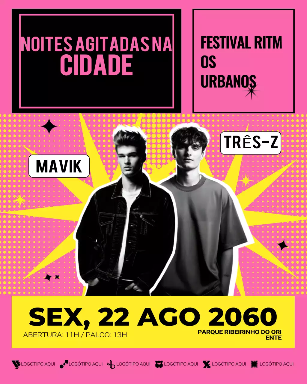 Postagem no Instagram sobre evento de música retrô rosa