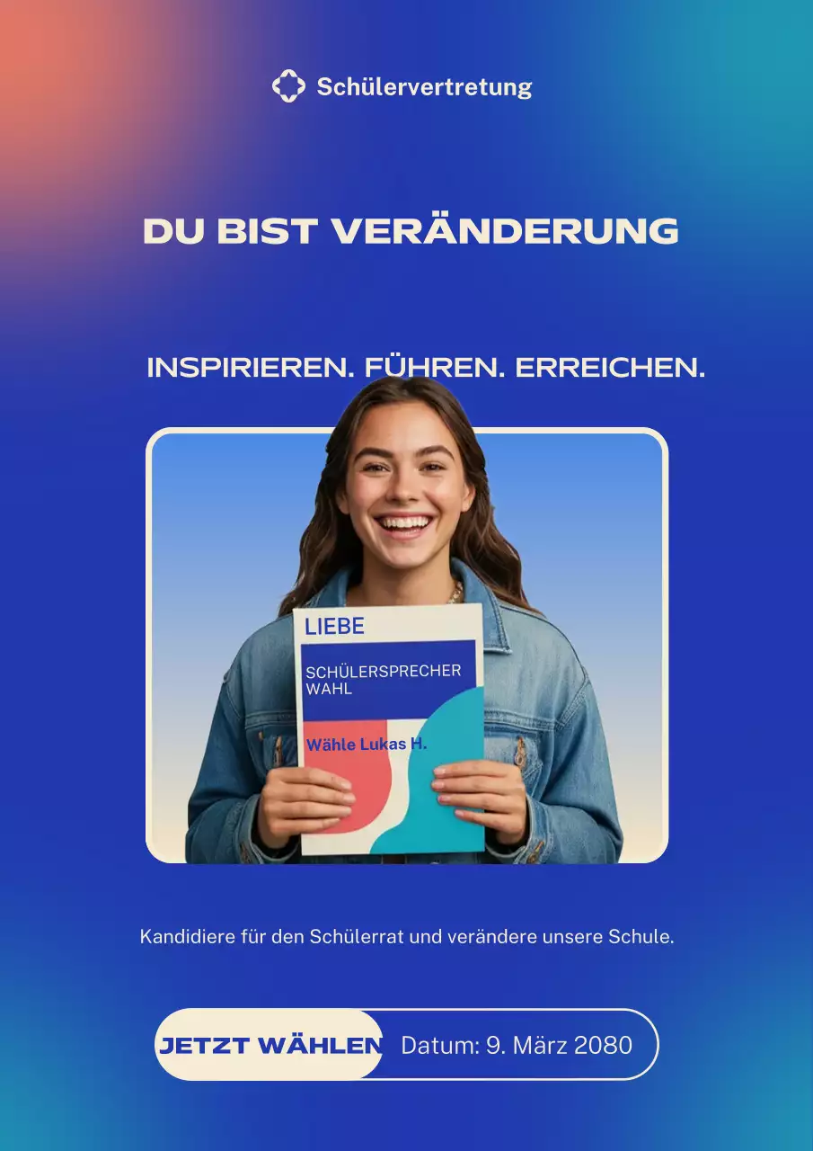 Blaues modernes Webplakat zur Studentenwahl