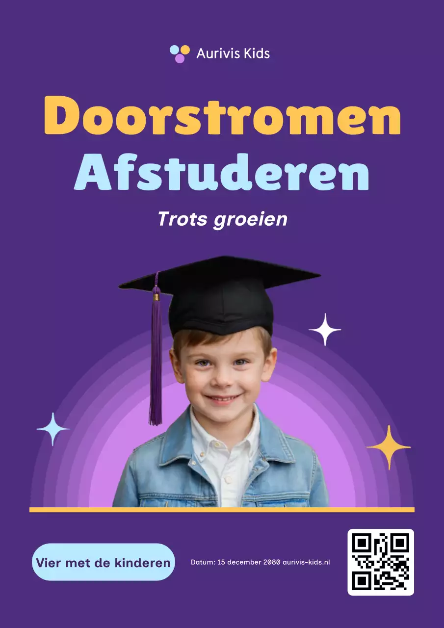 Paarse leuke afstudeerwebposter