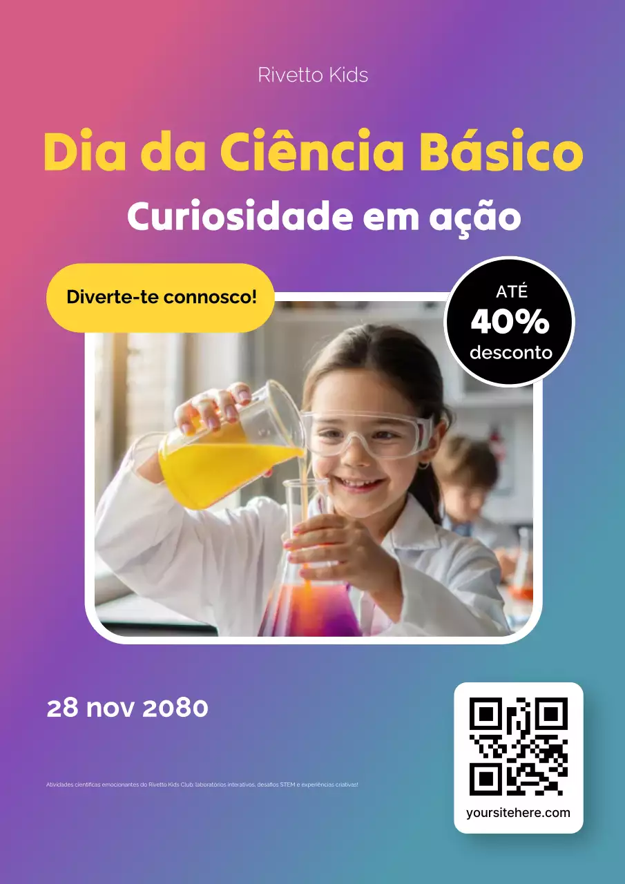 Pôster colorido para evento de ciência moderna na web