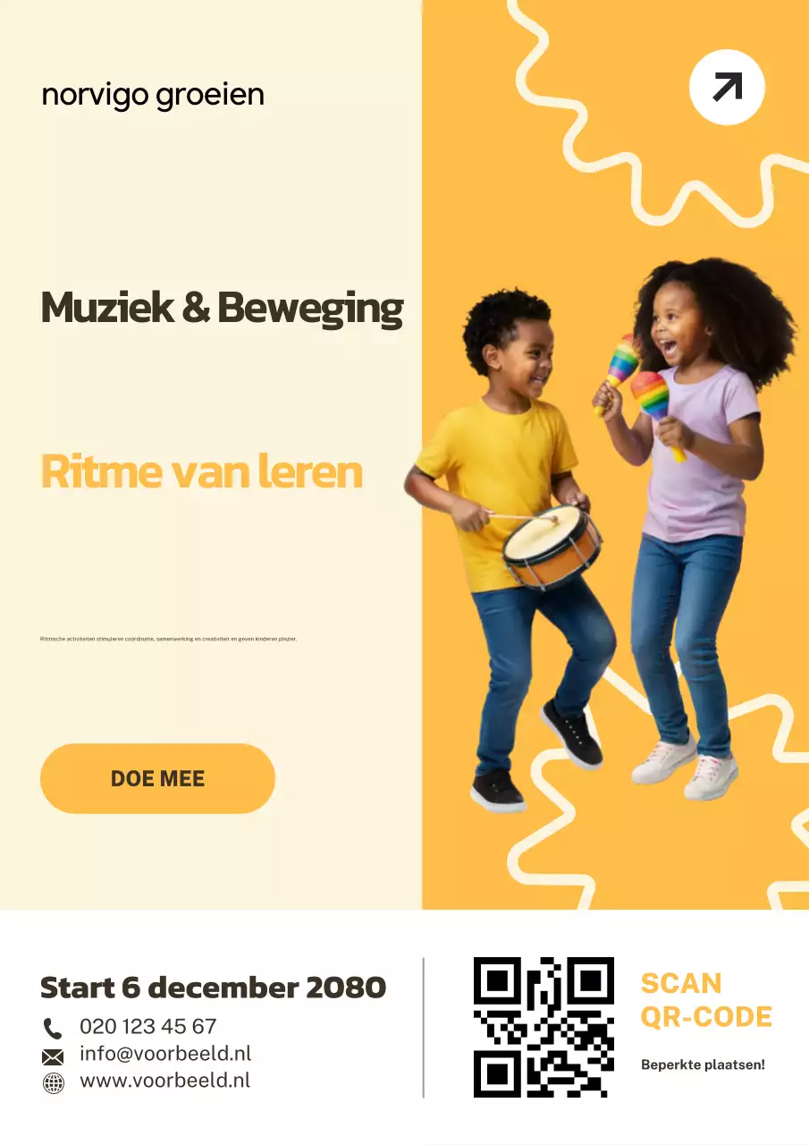 Webposter over het leren van muziek en ritme