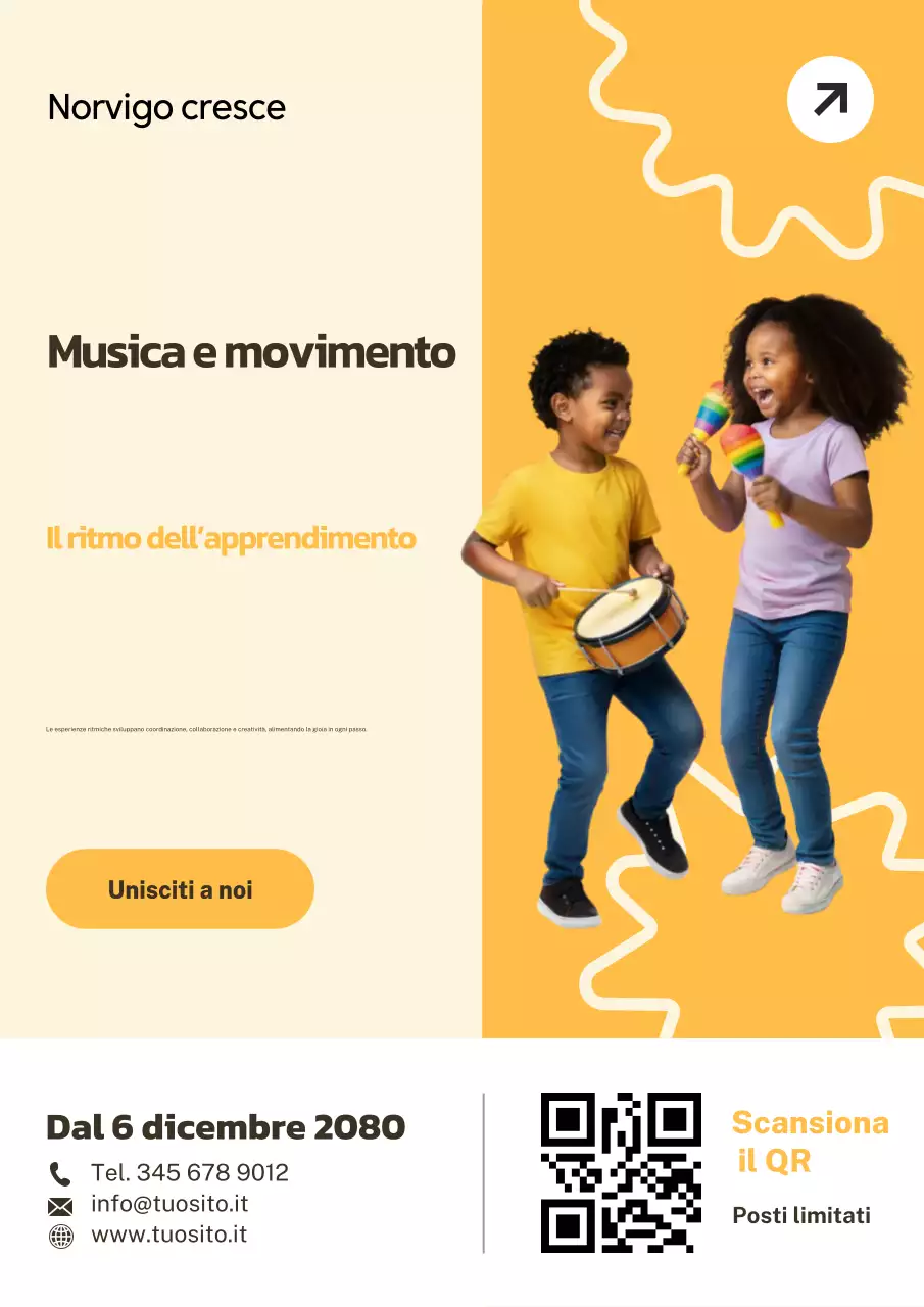 Poster web per l'apprendimento di musica e ritmo