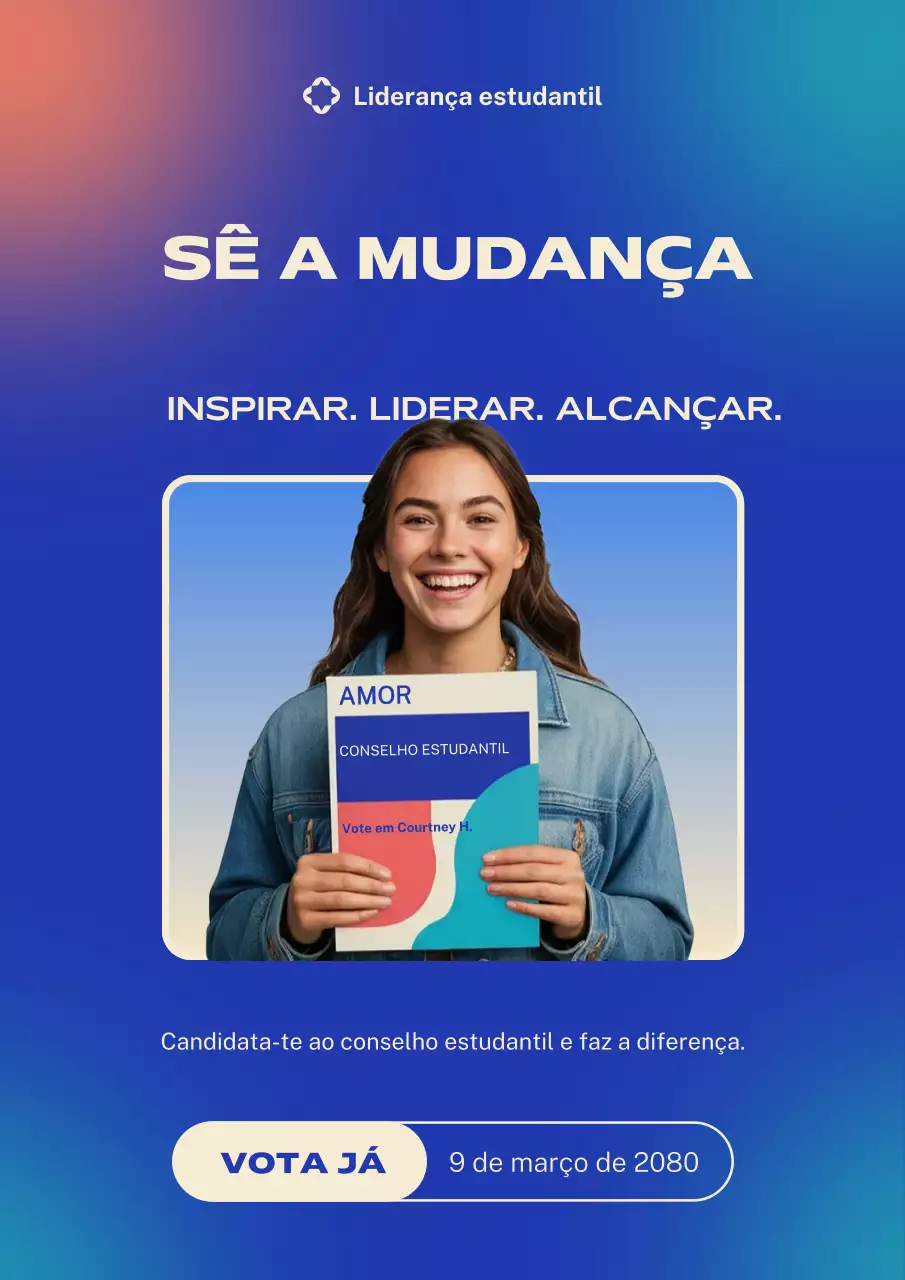 Cartaz online azul para eleições estudantis modernas