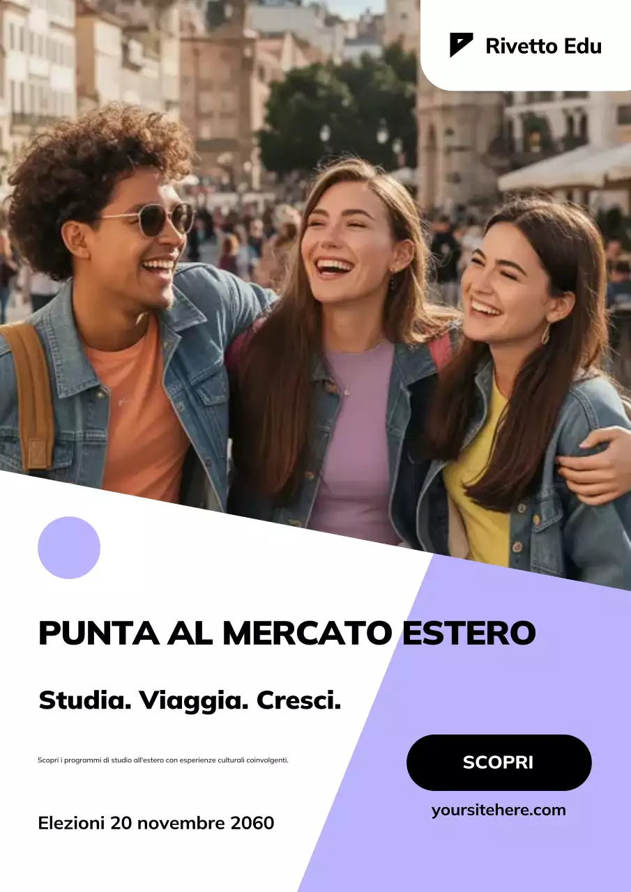 Poster web per la promozione di viaggi di studio moderni