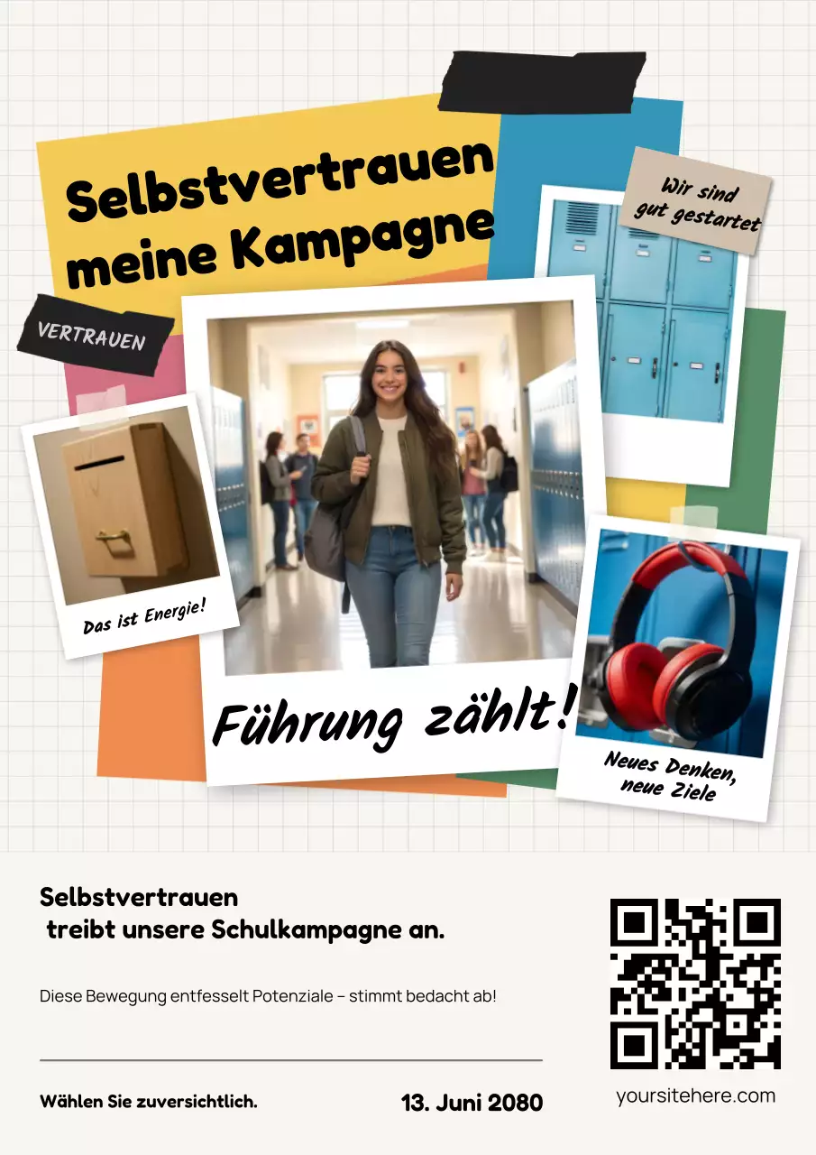 Gelbes Werbeplakat für die moderne Schule