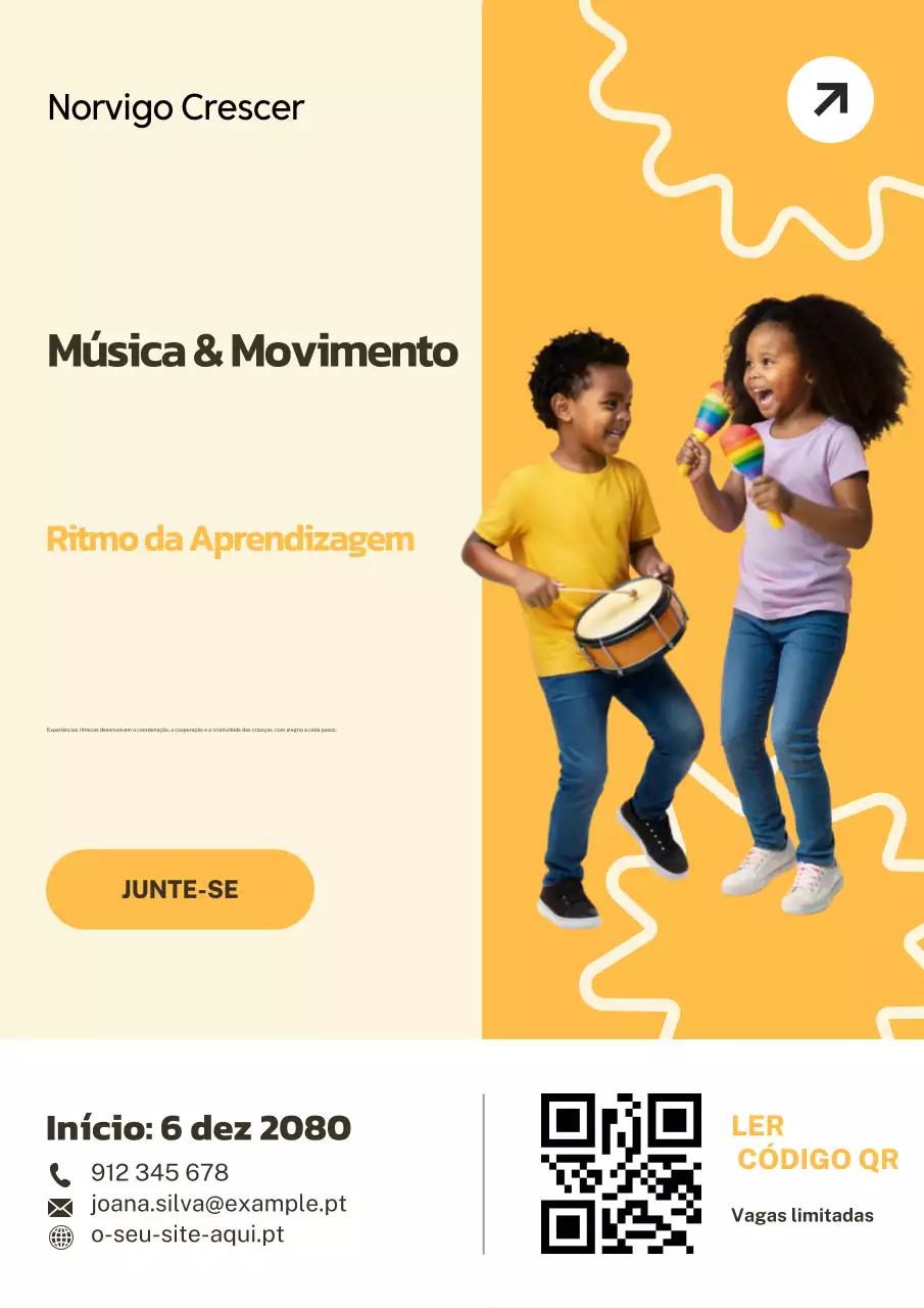 Pôster online para aprendizado de música e ritmo