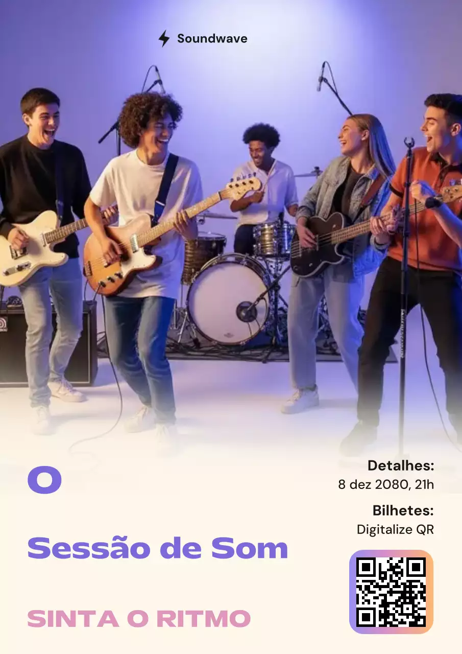 Pôster roxo para evento musical da moda