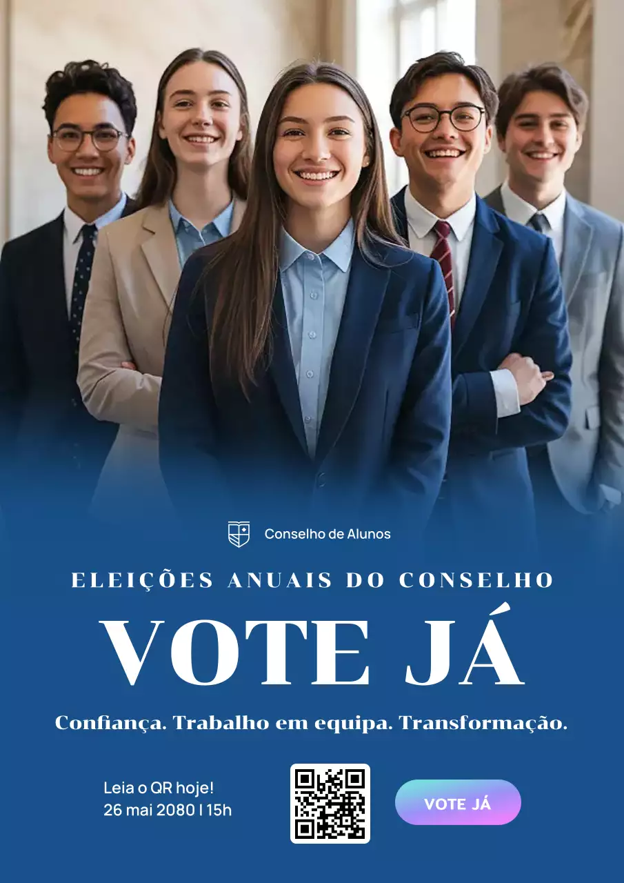 Cartaz de anúncio das eleições estudantis da Blue Modern