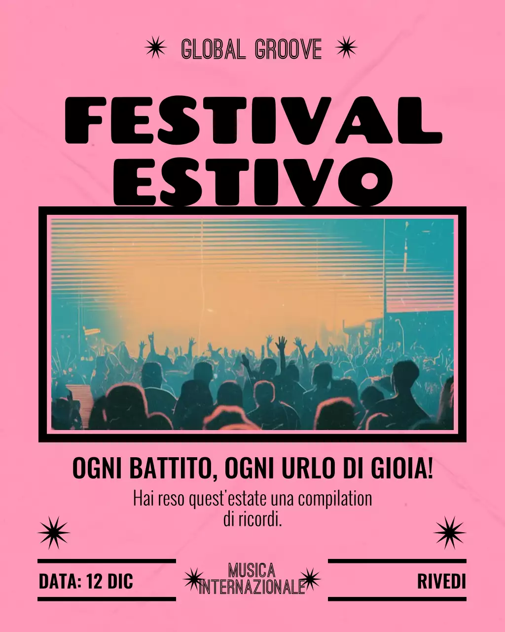 Annuncio musicale retrò rosa su Instagram