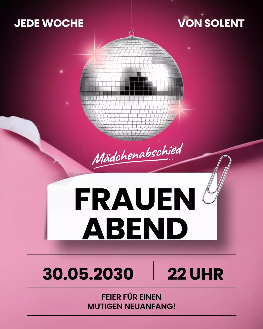 Instagram-Post: Moderne, pinkfarbene Abschiedseinladung