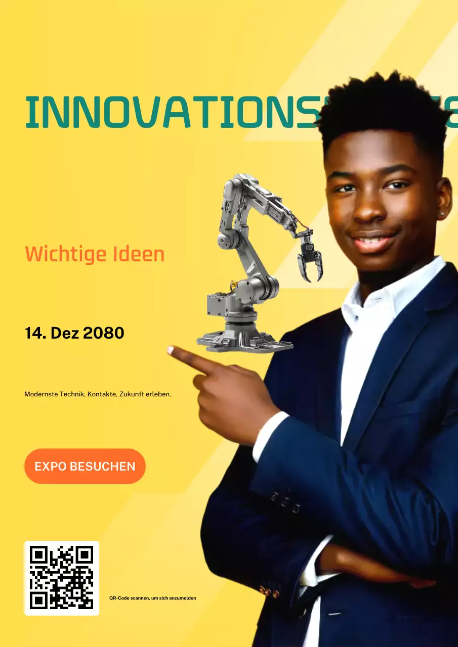 Gelbes Einladungsplakat für moderne Innovation