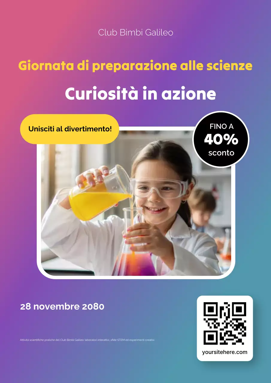 Manifesto web colorato per l'evento scientifico moderno