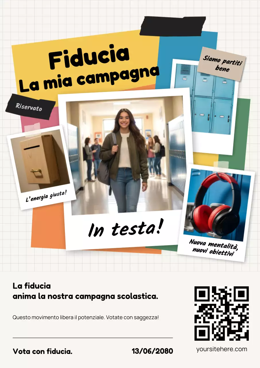 Manifesto promozionale della scuola moderna gialla