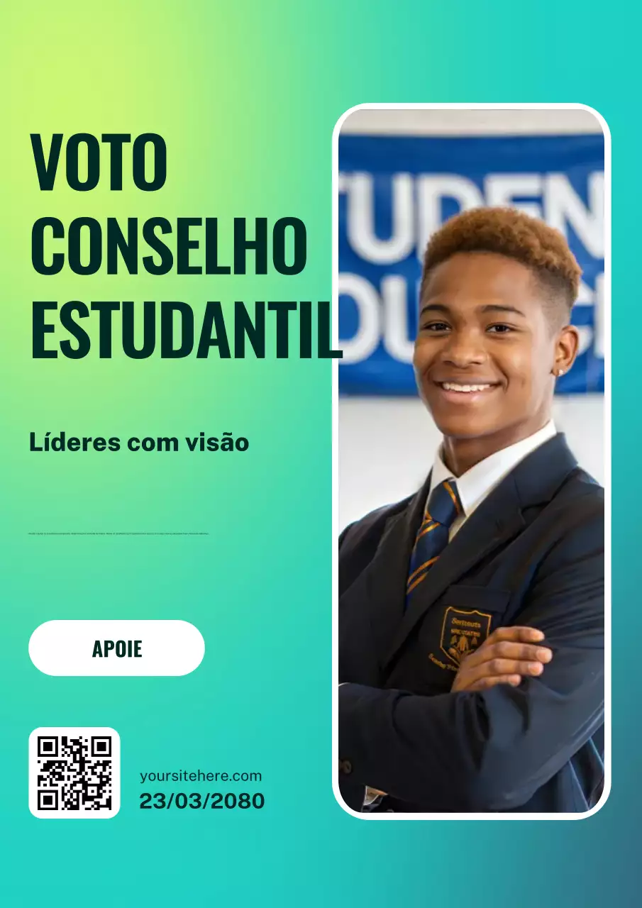 Cartaz azul moderno para anúncio das eleições estudantis