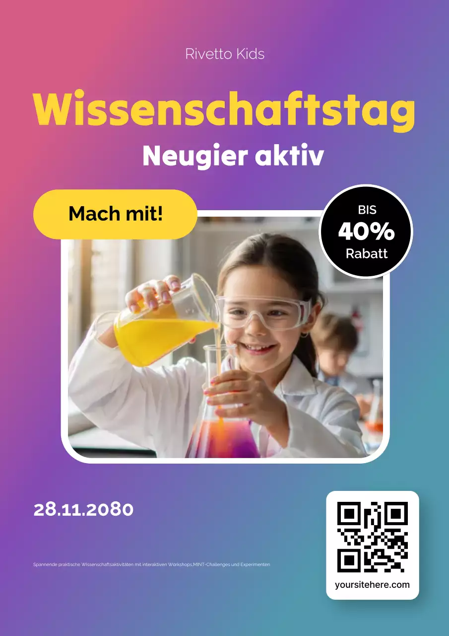 Farbenfrohes Webposter für eine Veranstaltung zum Thema Moderne Wissenschaft