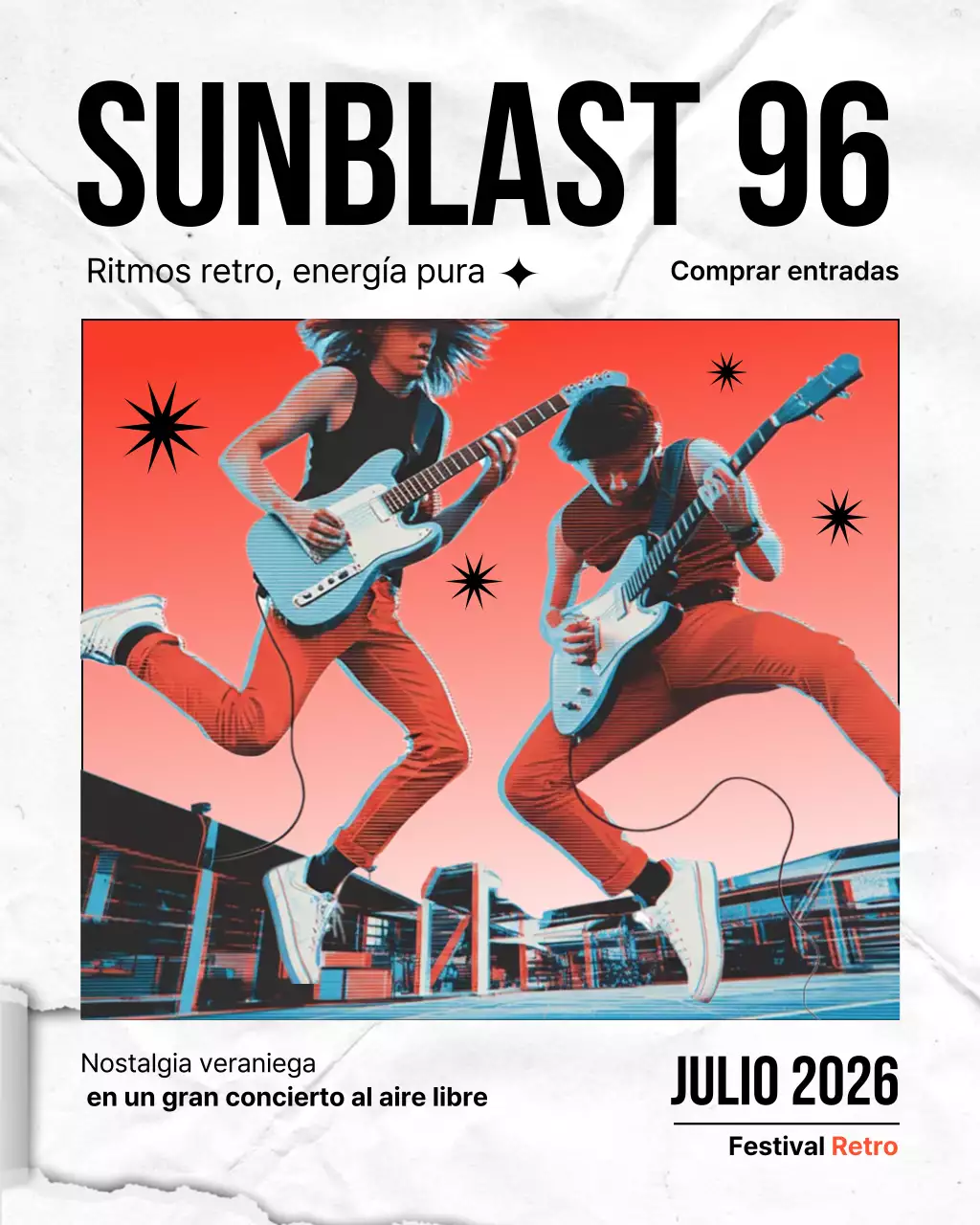 Publicación de Instagram para la promoción de un evento musical retro en color beige