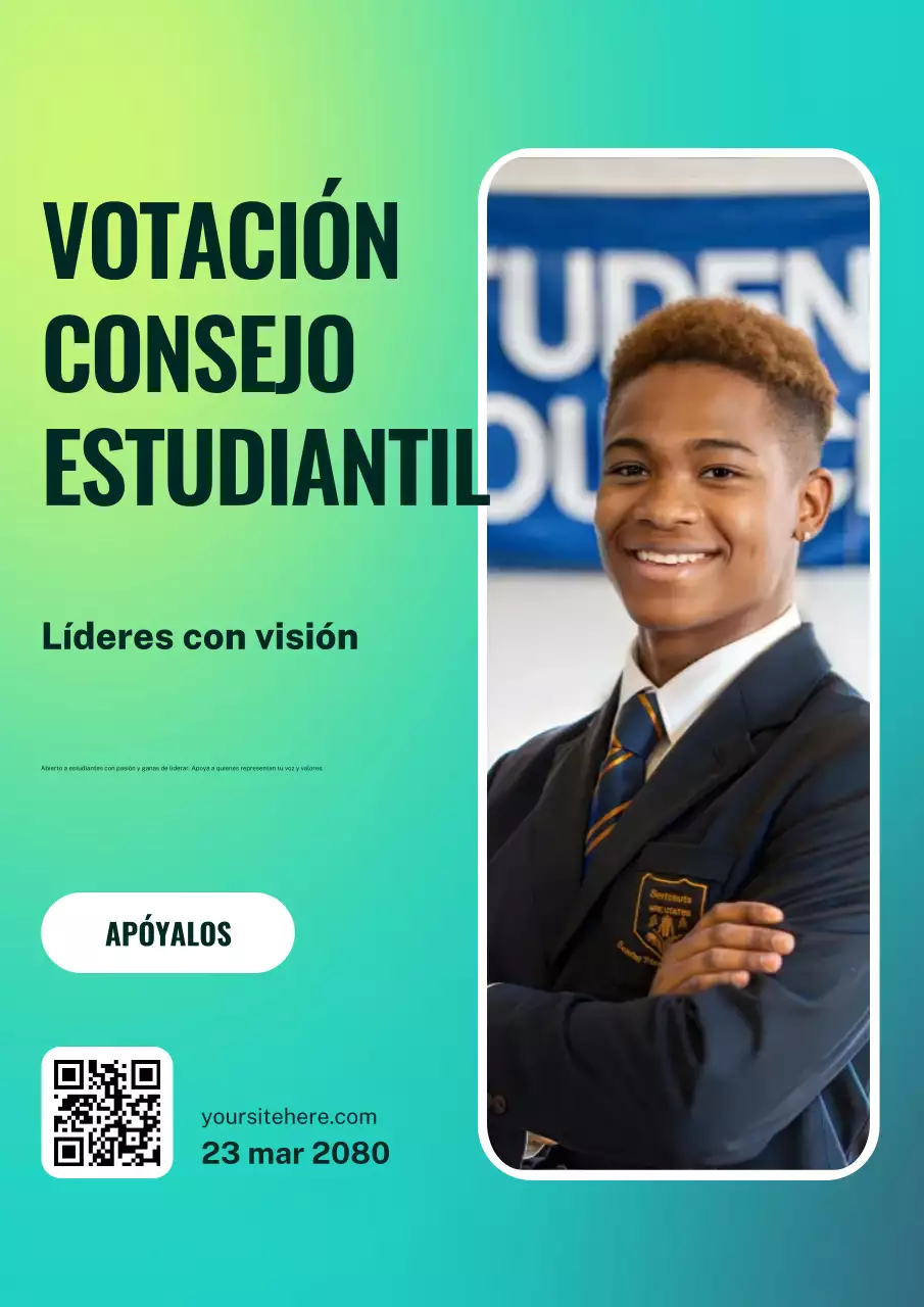 Cartel de anuncio de elecciones estudiantiles modernas en azul