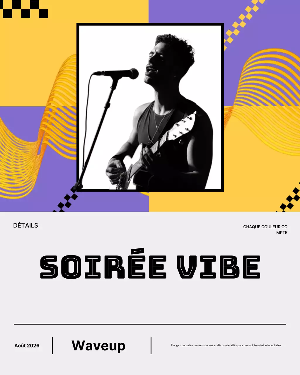 Publication Instagram d'un événement musical rétro violet