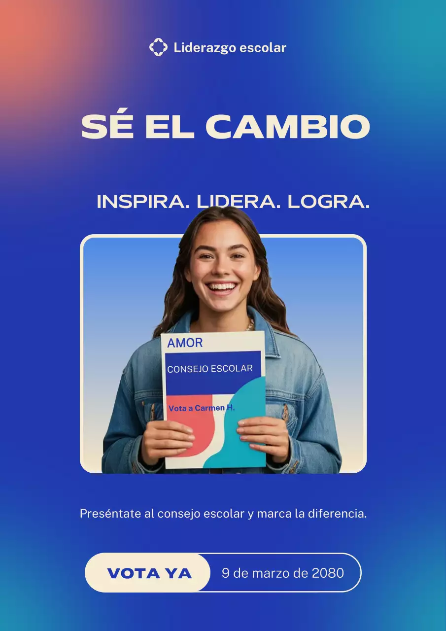 Póster web de elecciones estudiantiles modernas en azul