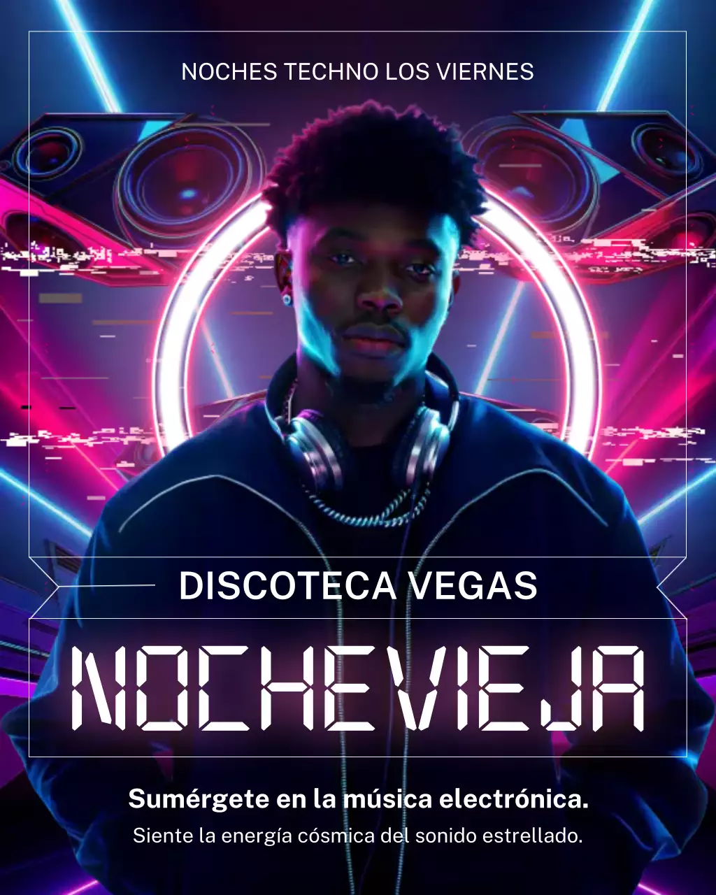 Publicación de Instagram de promoción de música electrónica moderna Neon