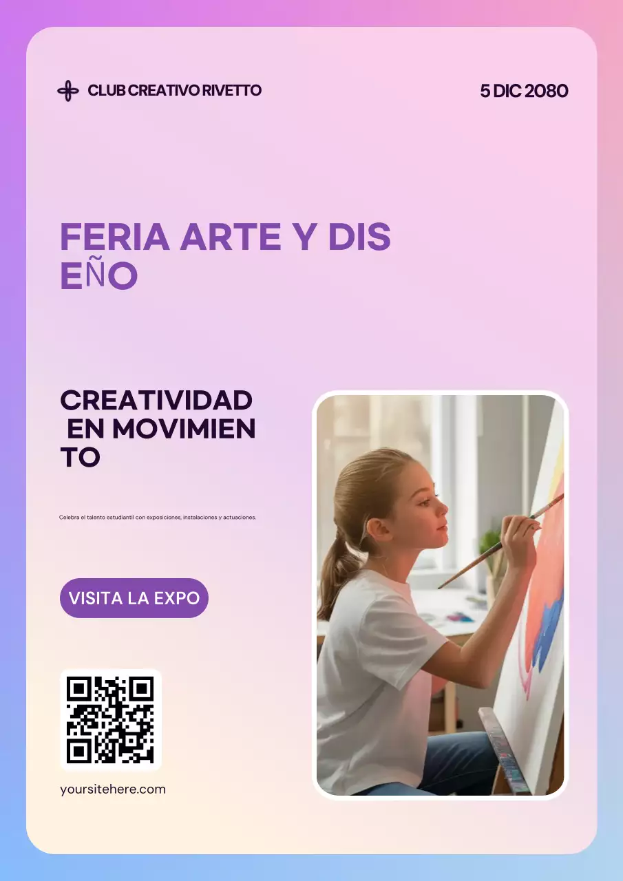 Póster de la exposición de arte moderno púrpura