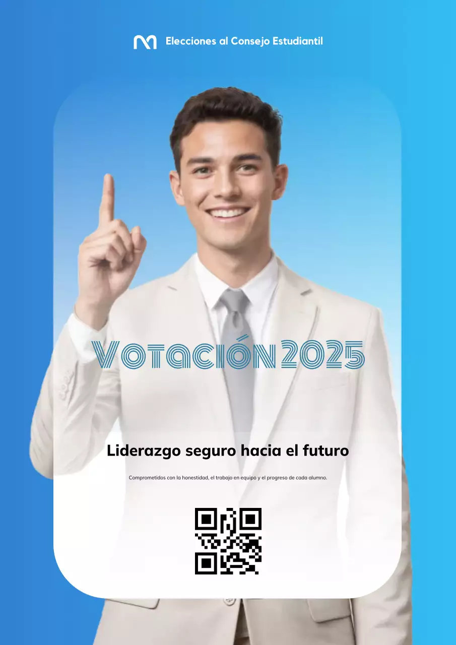 Póster web de elecciones estudiantiles modernas en azul