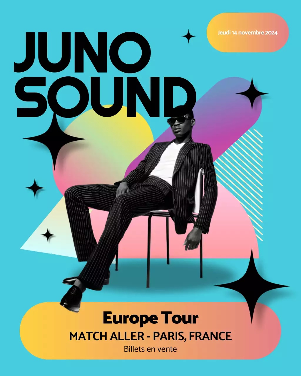 Annonce d'un événement musical moderne bleu sur Instagram