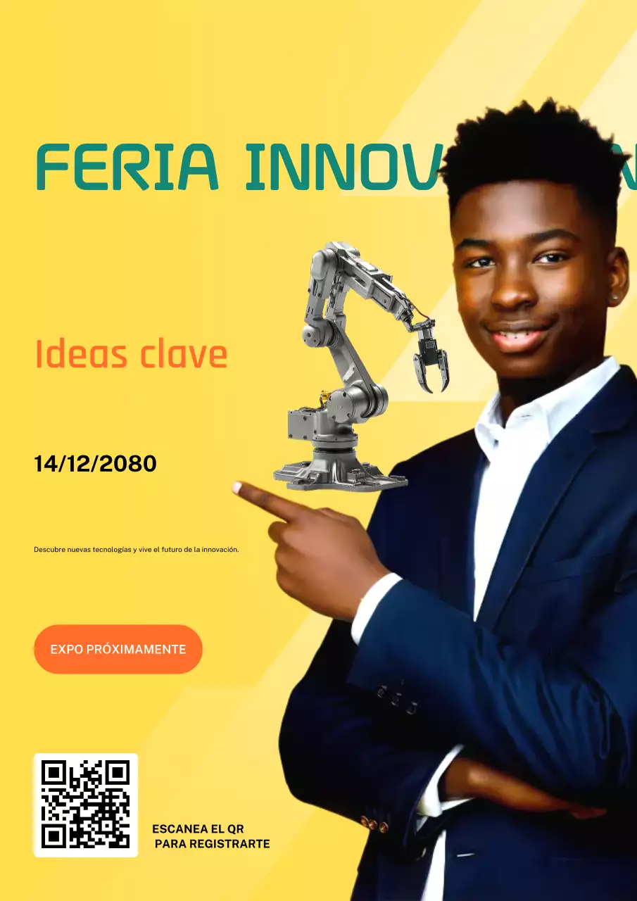 Póster de invitación a la innovación moderna en amarillo