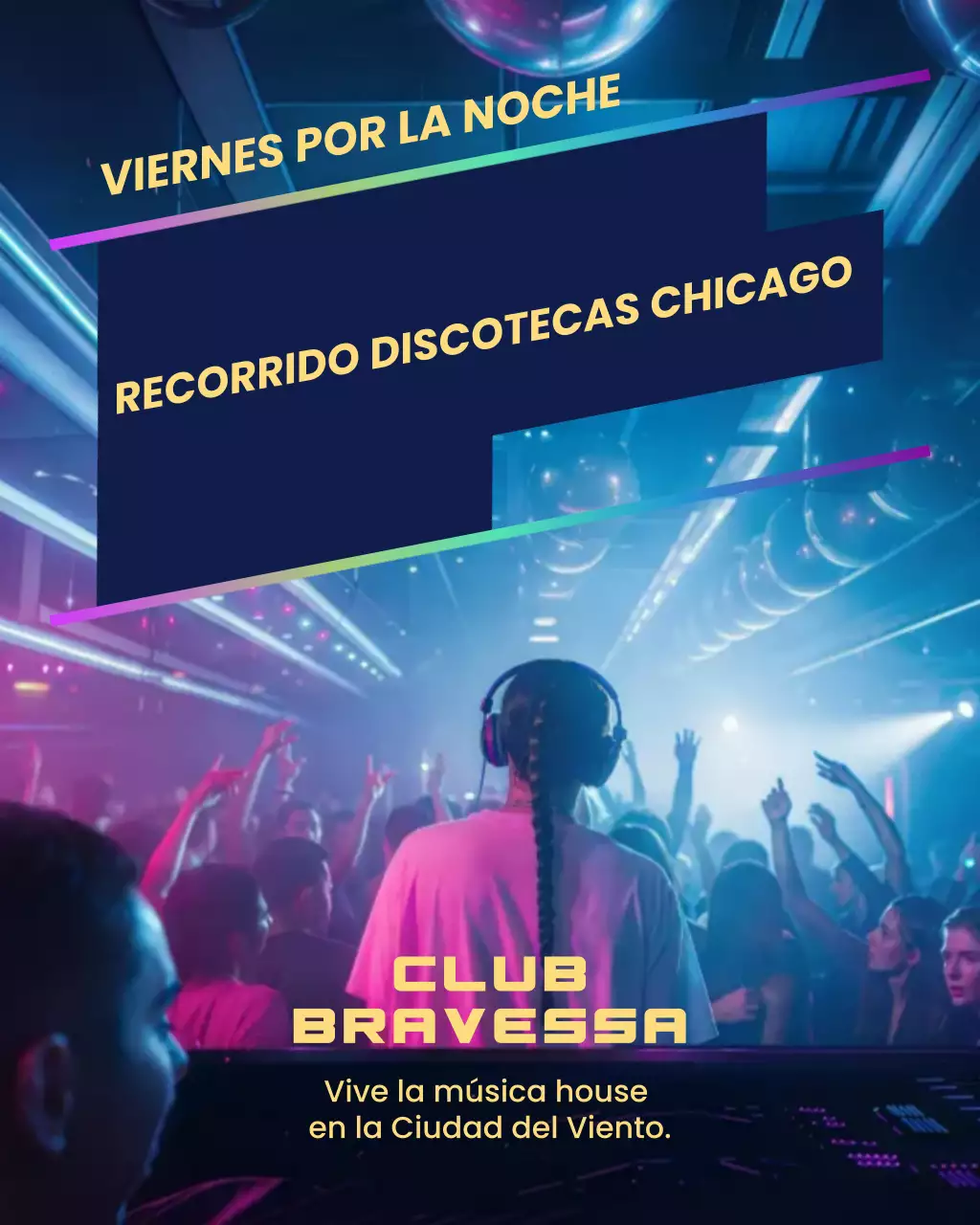 Publicación de Instagram sobre un evento musical de moda neón