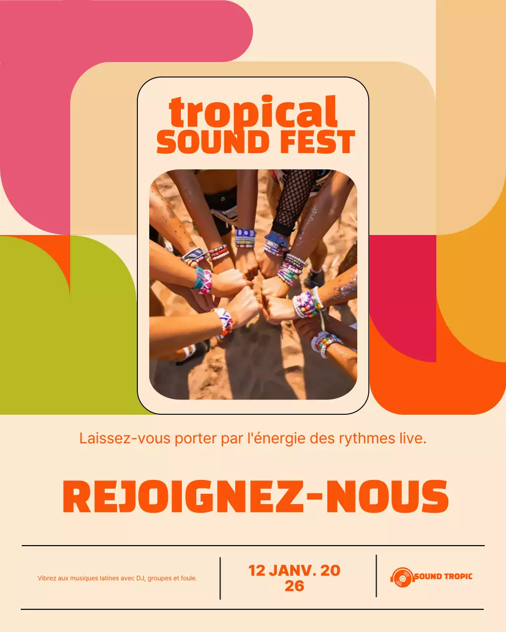 Publication Instagram d'un événement musical rétro beige