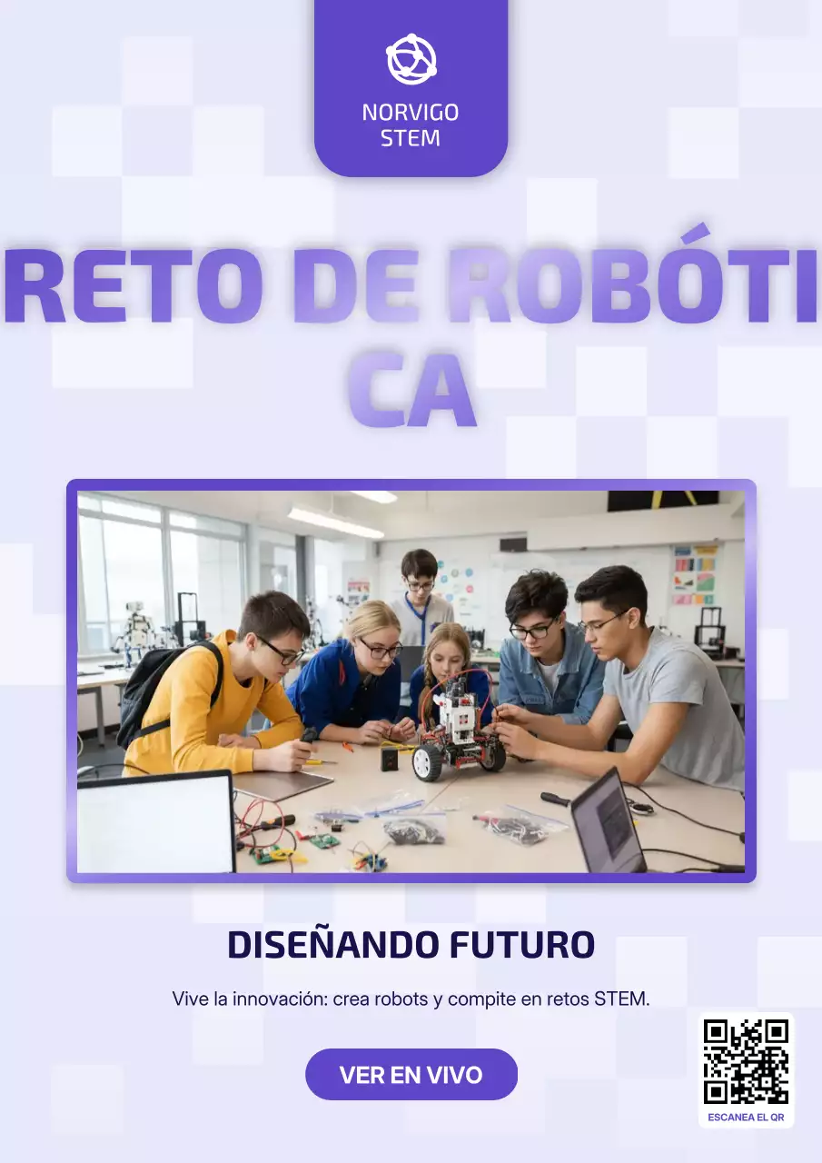Póster del evento de robótica moderna Purple