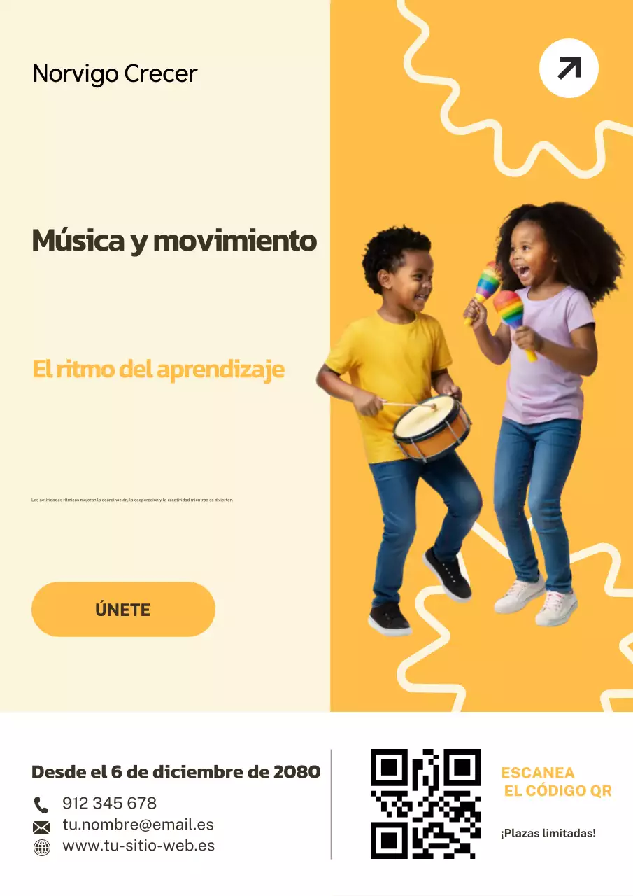 Póster web para el aprendizaje de música y ritmo