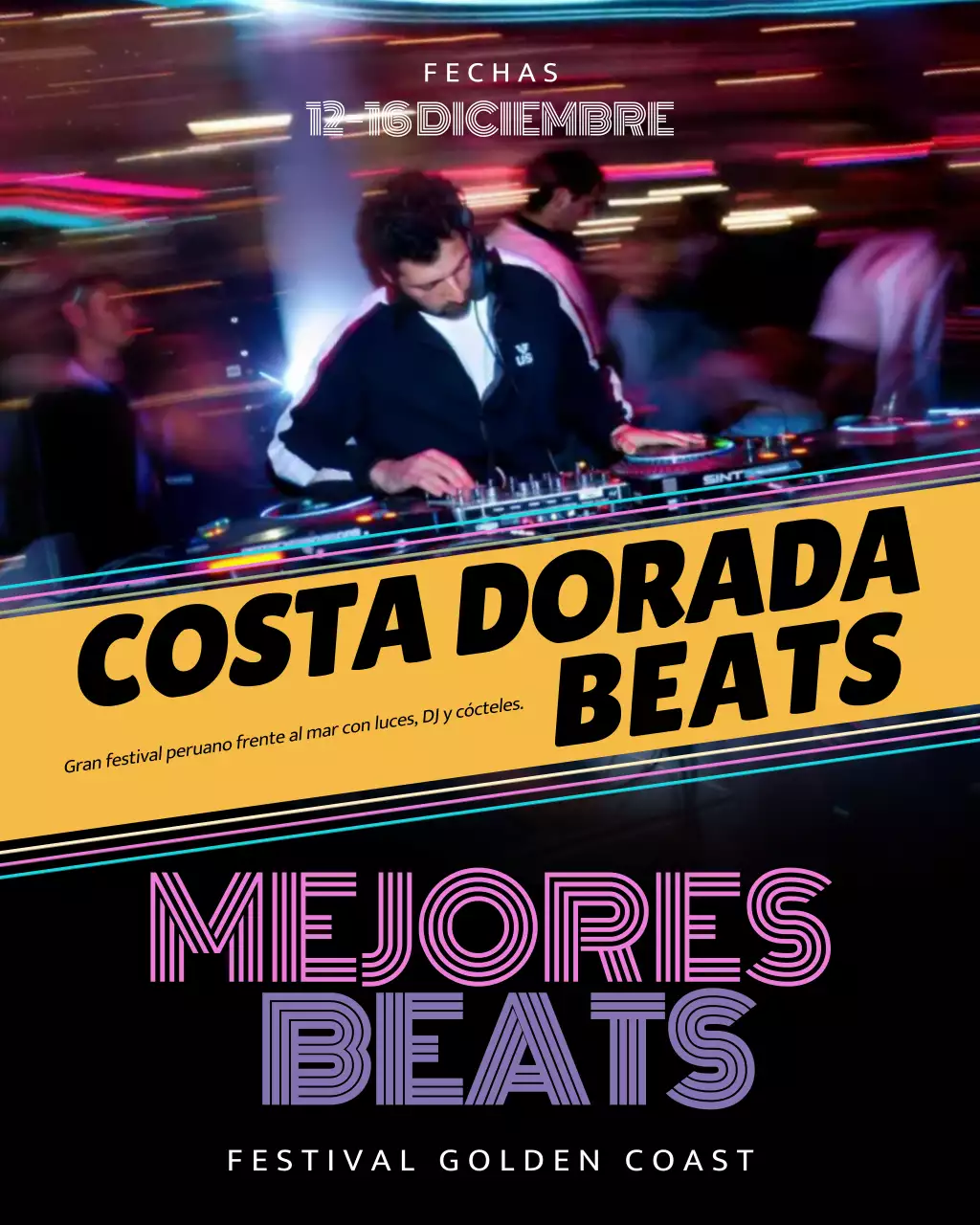 Publicación de Instagram sobre publicidad de música de moda neón