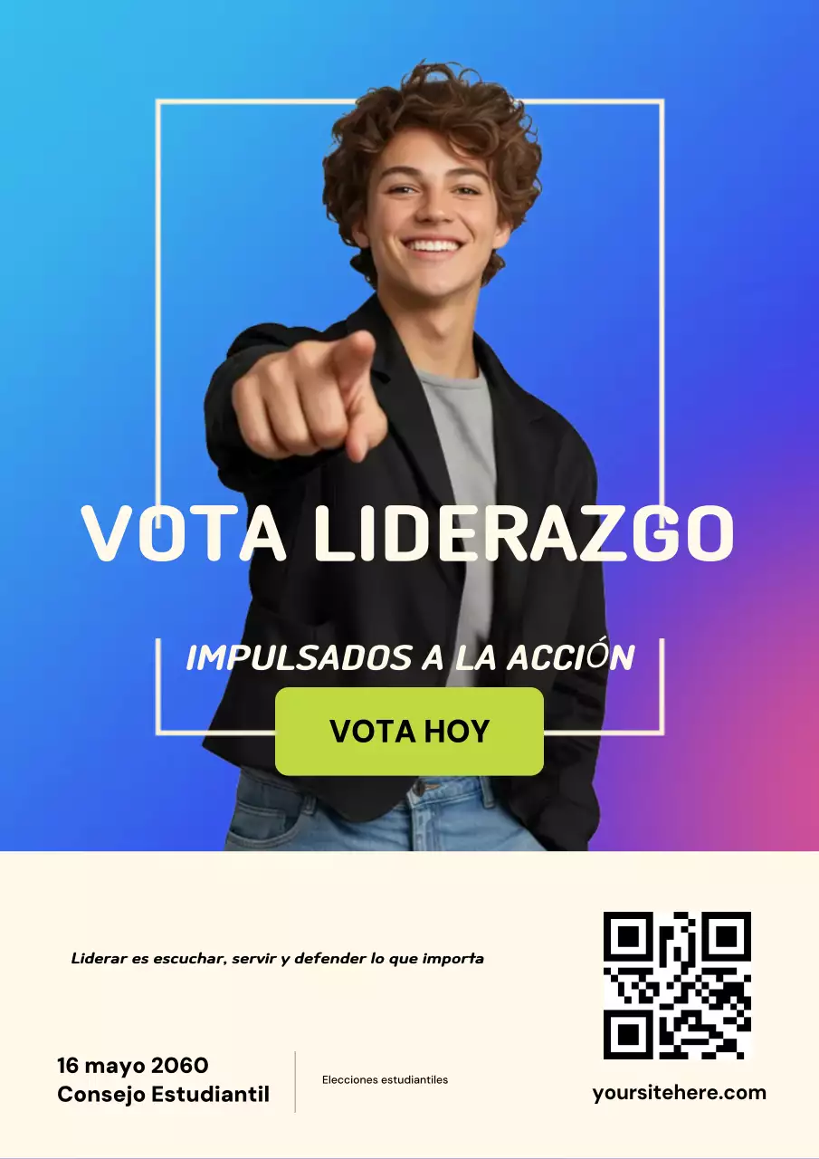 Póster web moderno con degradado para las elecciones estudiantiles