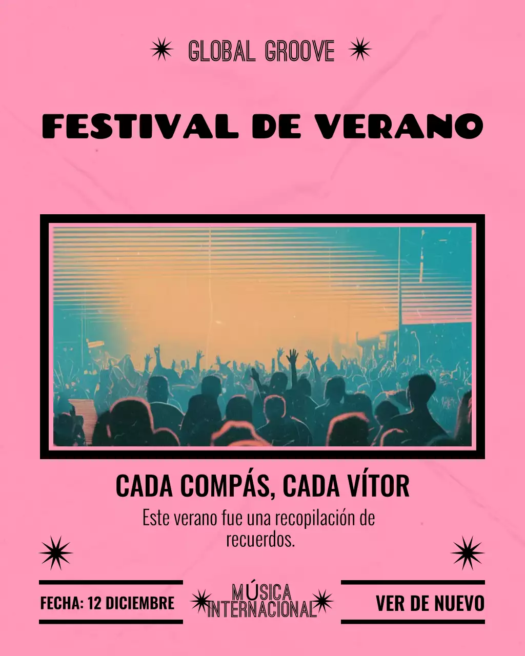 Anuncio de música retro rosa en Instagram