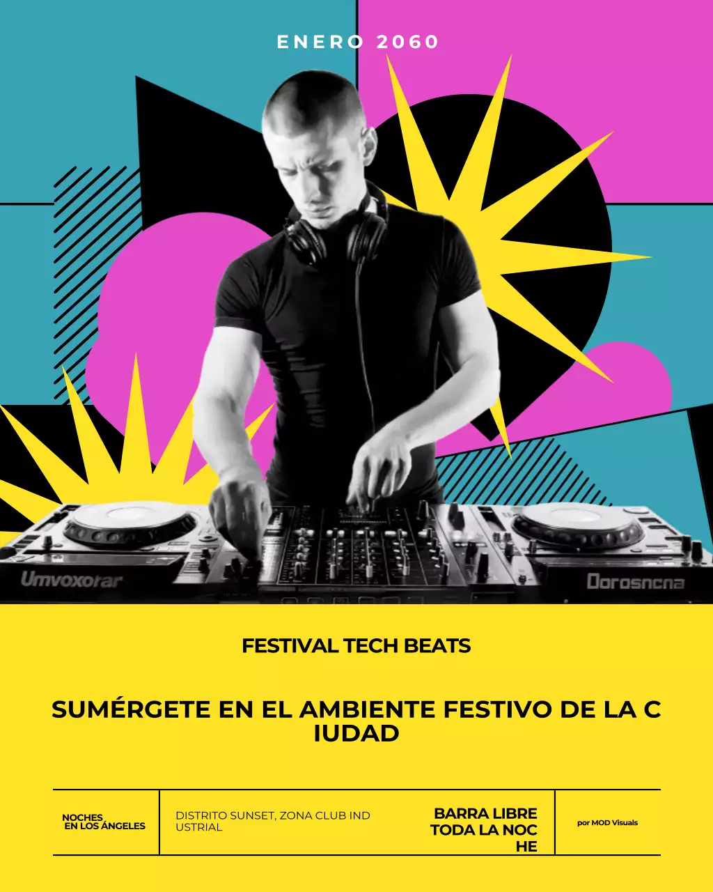 Publicación de Instagram para promocionar una colorida fiesta retro