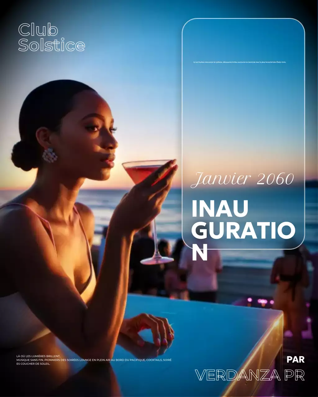 Publication Instagram de promotion de la vie nocturne élégante bleue