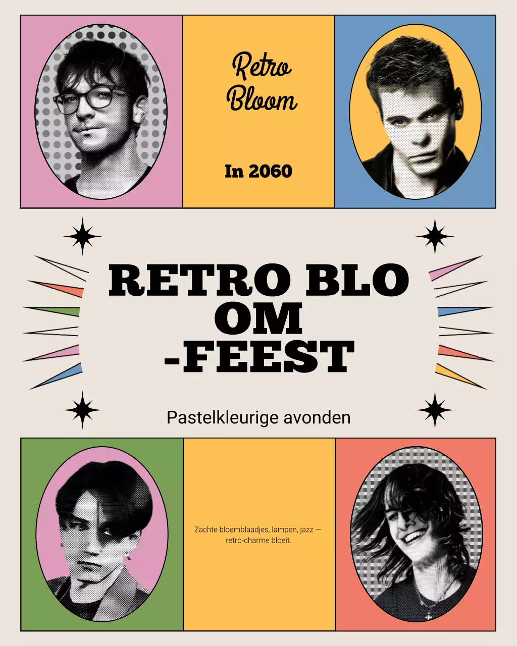 Beige Retro Party Advertentie Instagram Post