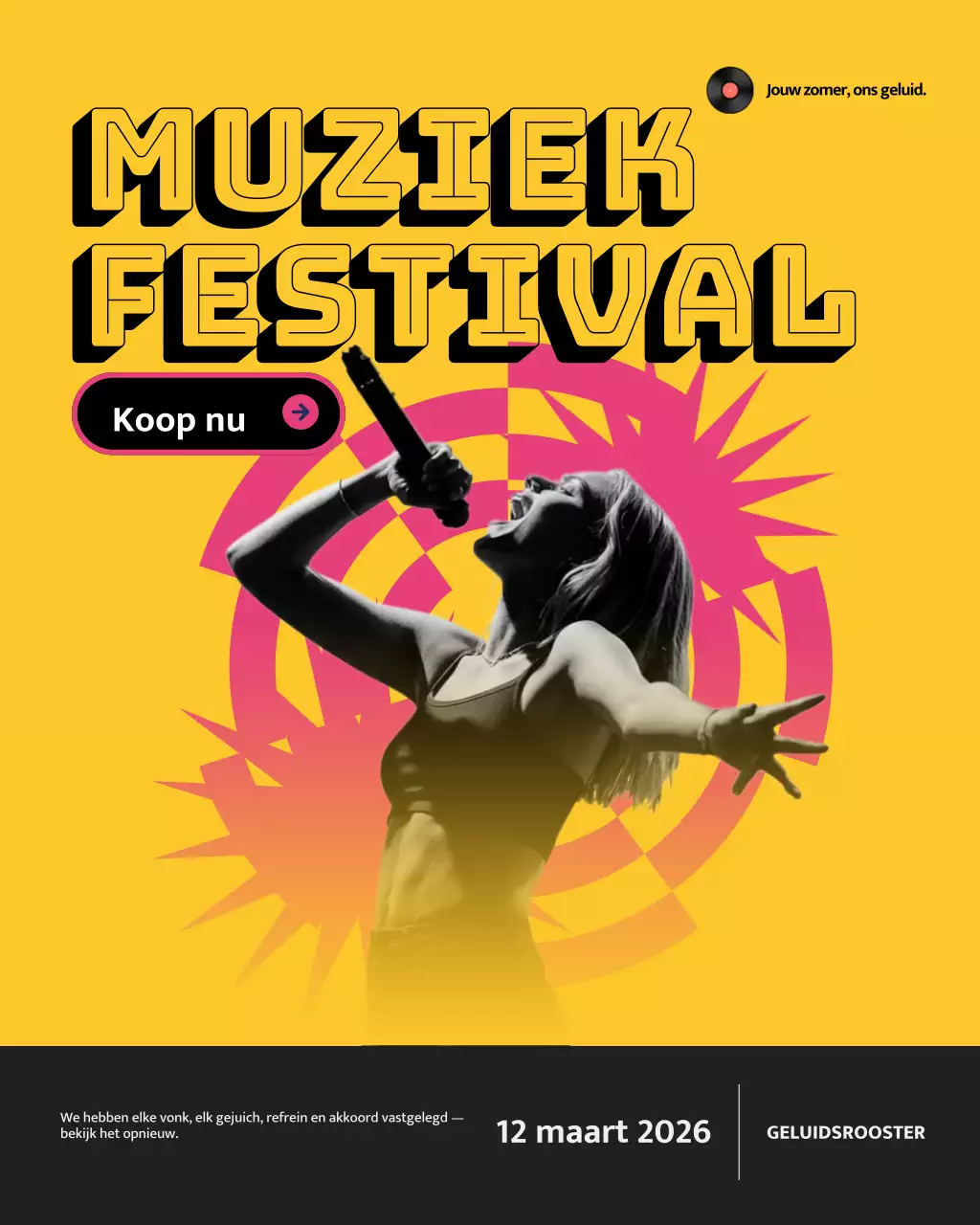 Gele Retro Muziek Promotie Instagram Post