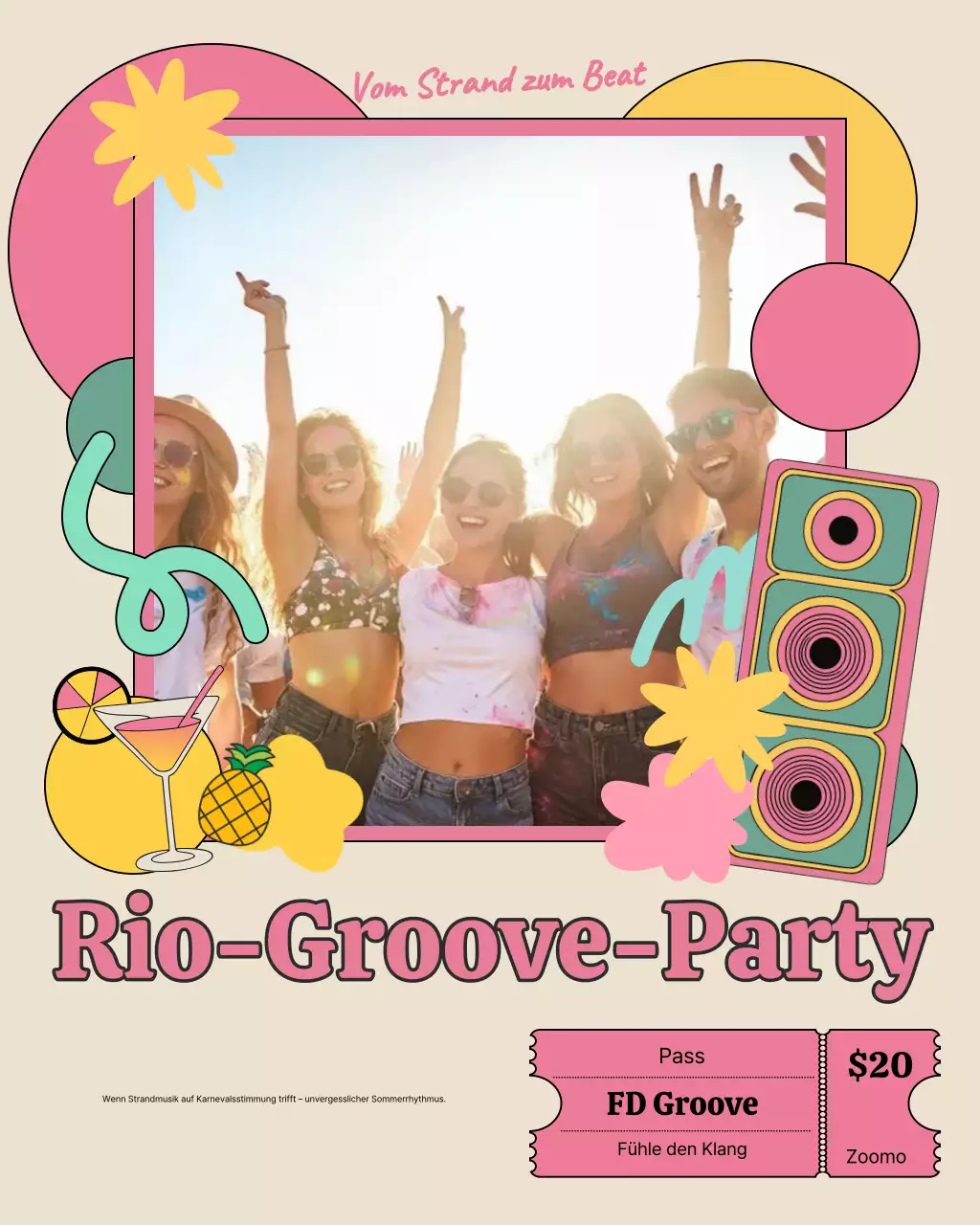 Instagram-Post zur Musikwerbung im beigen Retro-Stil