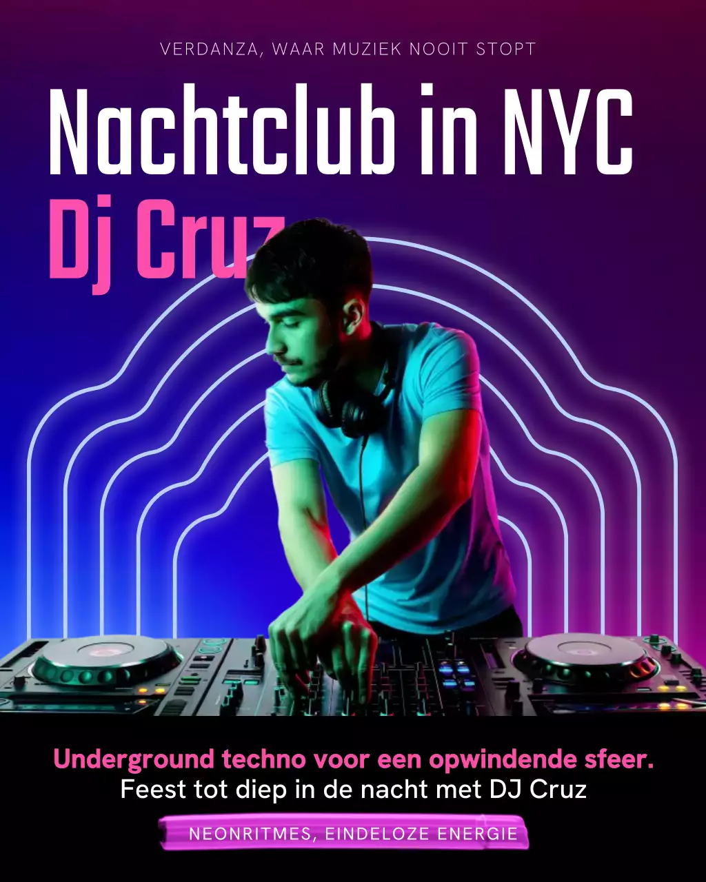 Neon Trendy Nachtclub Advertentie Instagram Post