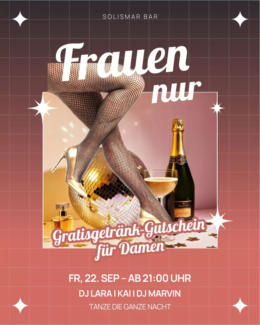 Einladung zur roten Retro-Party (Instagram-Post)
