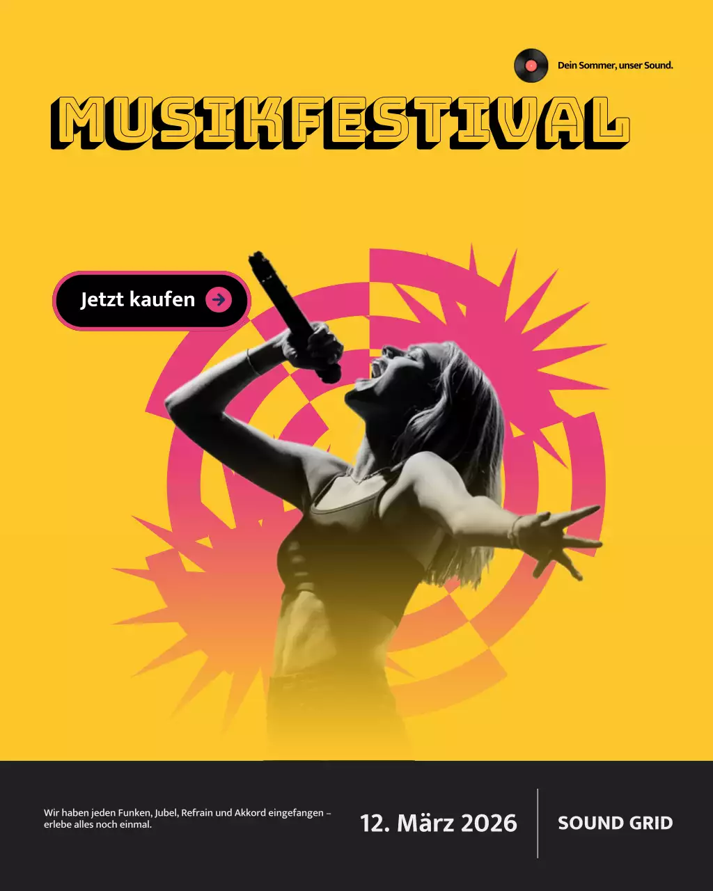 Instagram-Post zur Promotion von Yellow Retro Music