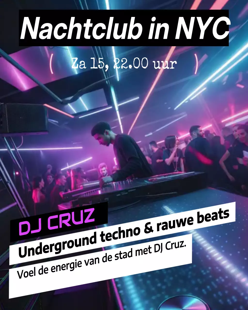 Instagram-bericht voor de promotie van Neon Urban Nightclub