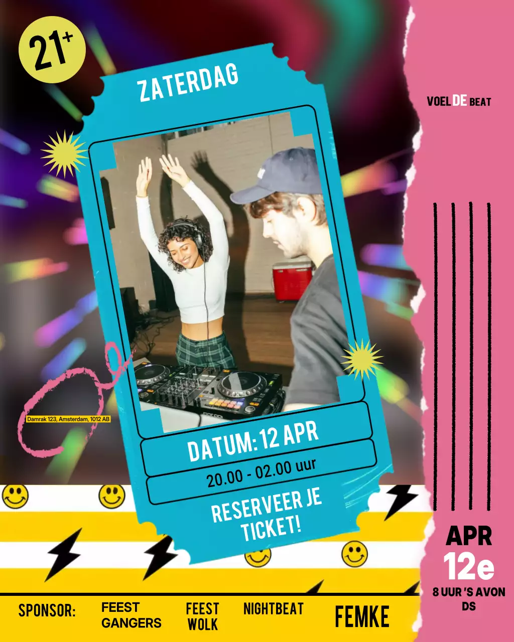 Blauwe Retro Party Advertentie Instagram Post