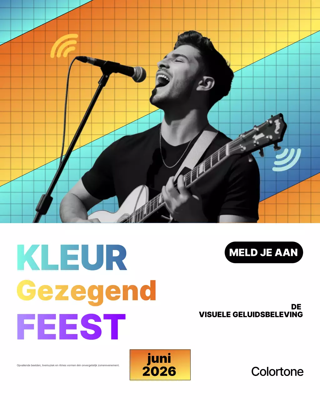 Kleurrijke moderne muziekadvertentie op Instagram