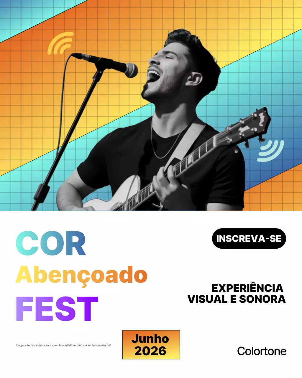 Postagem colorida de anúncio de música moderna no Instagram