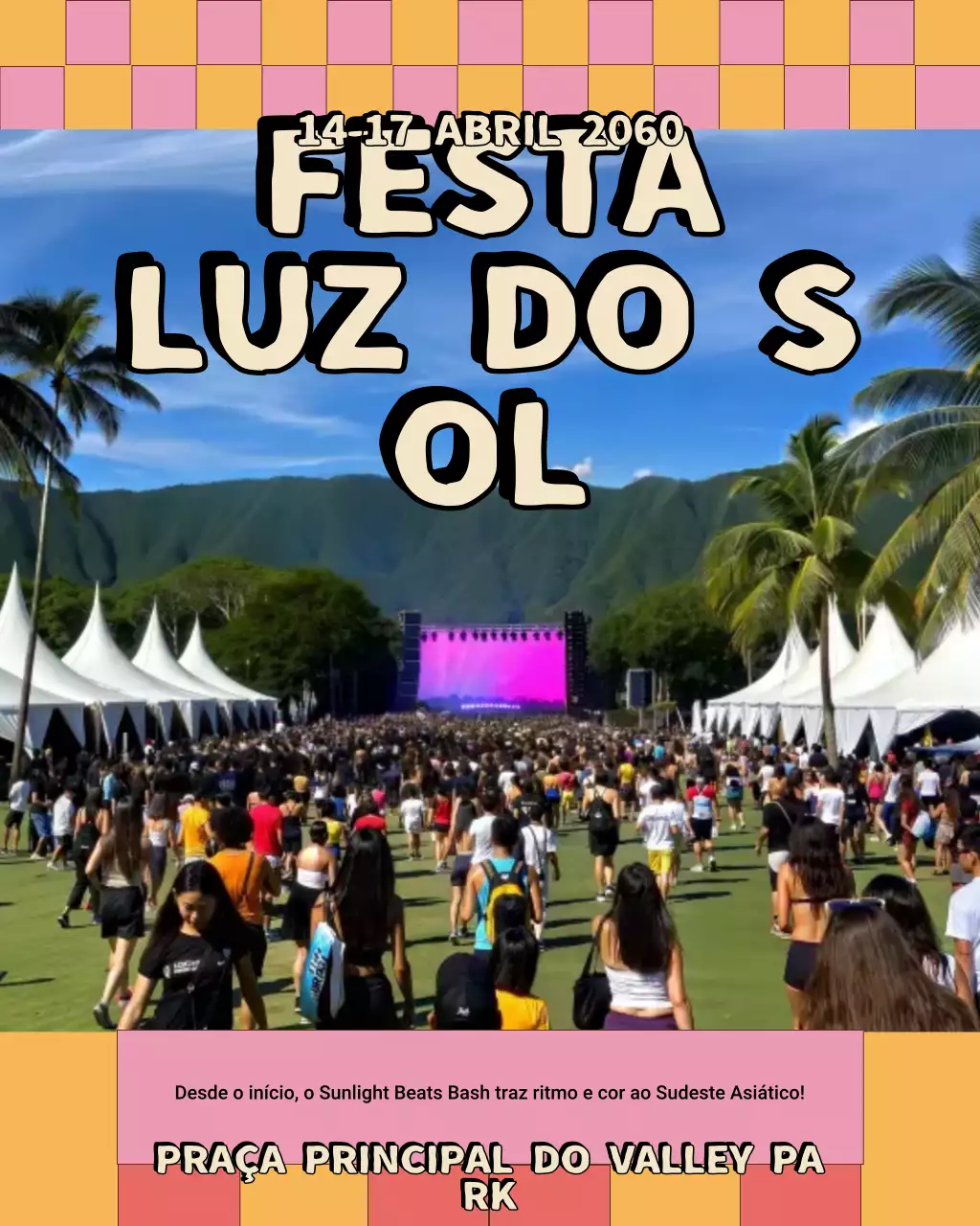 Postagem colorida no Instagram sobre evento de música tropical