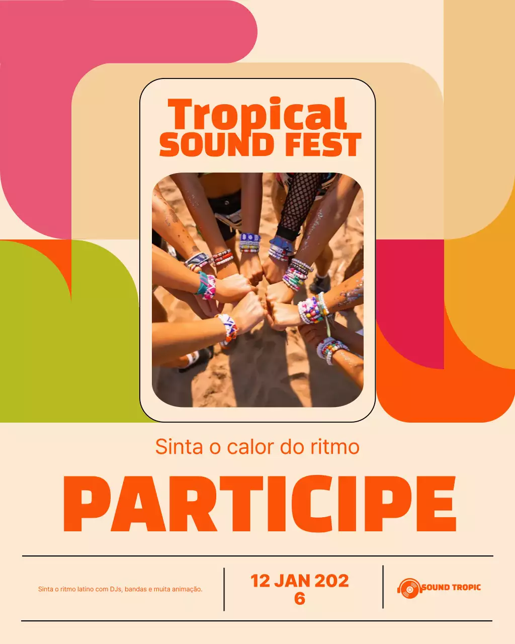 Postagem no Instagram sobre evento musical retrô em tons de bege